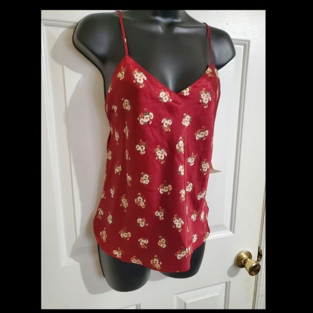 Tryst Maroon Daisy Floral Cami Top Size 7/L
